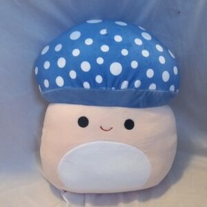 Blue and White Polka Dot Mushroom Plush